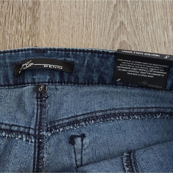 AZ Denim High Rise Ankle Skinny Raw Hem Jeans Size 8 - Picture 3 of 4
